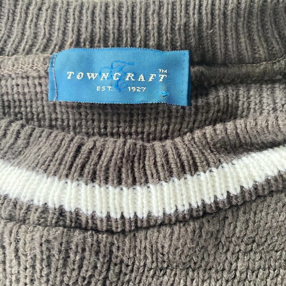 Vintage Town Craft Cosby Mens Sweater Knit Sz Large Grey Patriotic Abstract 90s - Picture 4 of 8